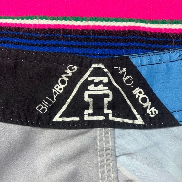 Rare Andy Irons Billabong Board Shorts Men's 32 (30" W) Platinum Green Blue Y2K - Picture 4 of 9